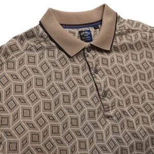 Callaway Golf Polo Mens Large Tan Short Sleeve Cotton Italy Nordstrom Vintage